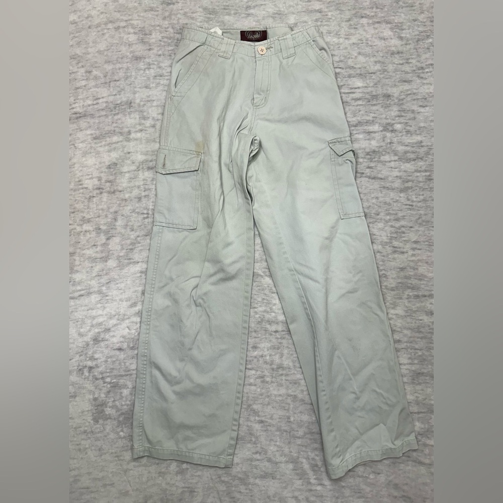 Y2K Angel Wing Cargo Pants Baggy Streetwear Utility Beige Vintage Style